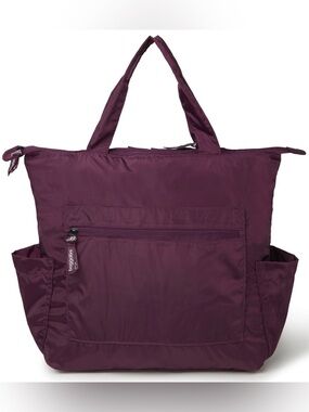 Baggallini Deep Plum Nylon Tote with Front Zip Pocket